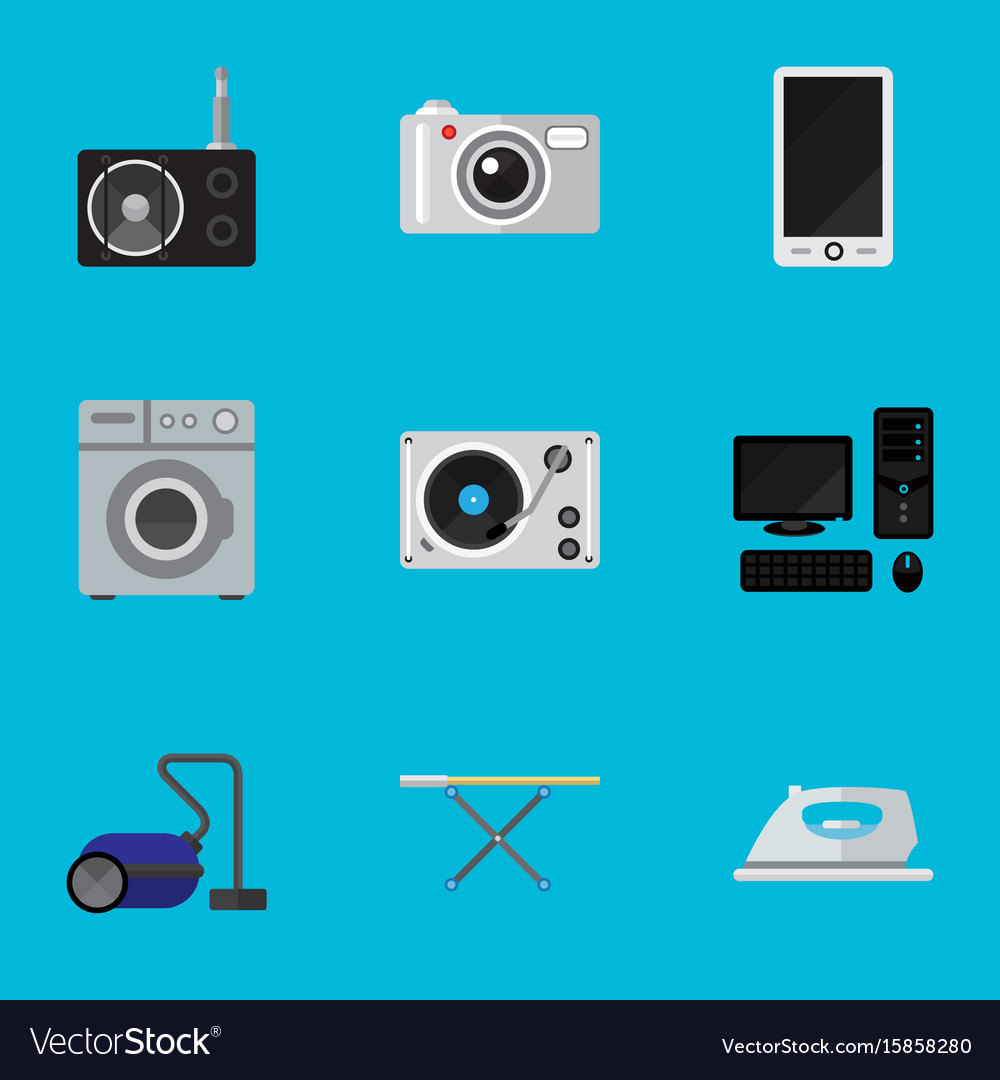 Set of 9 editable tech icons includes symbols