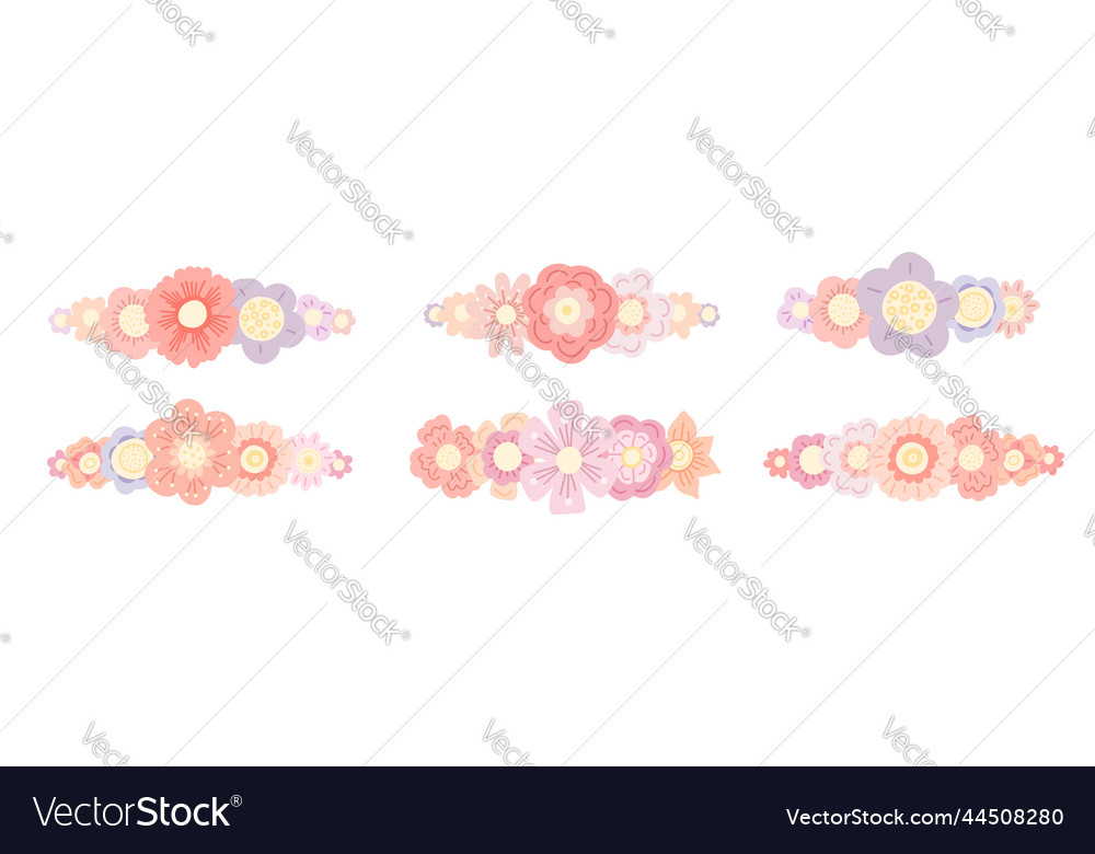 Set Of Floral Text Dividers In Pastel Colors Vector Image 5323