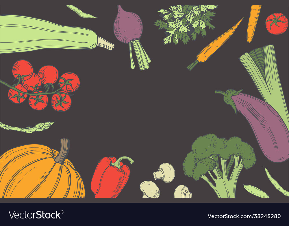Sketch vegetables background Royalty Free Vector Image