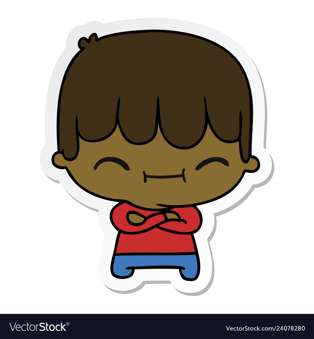 Sticker cartoon of kawaii cute boy