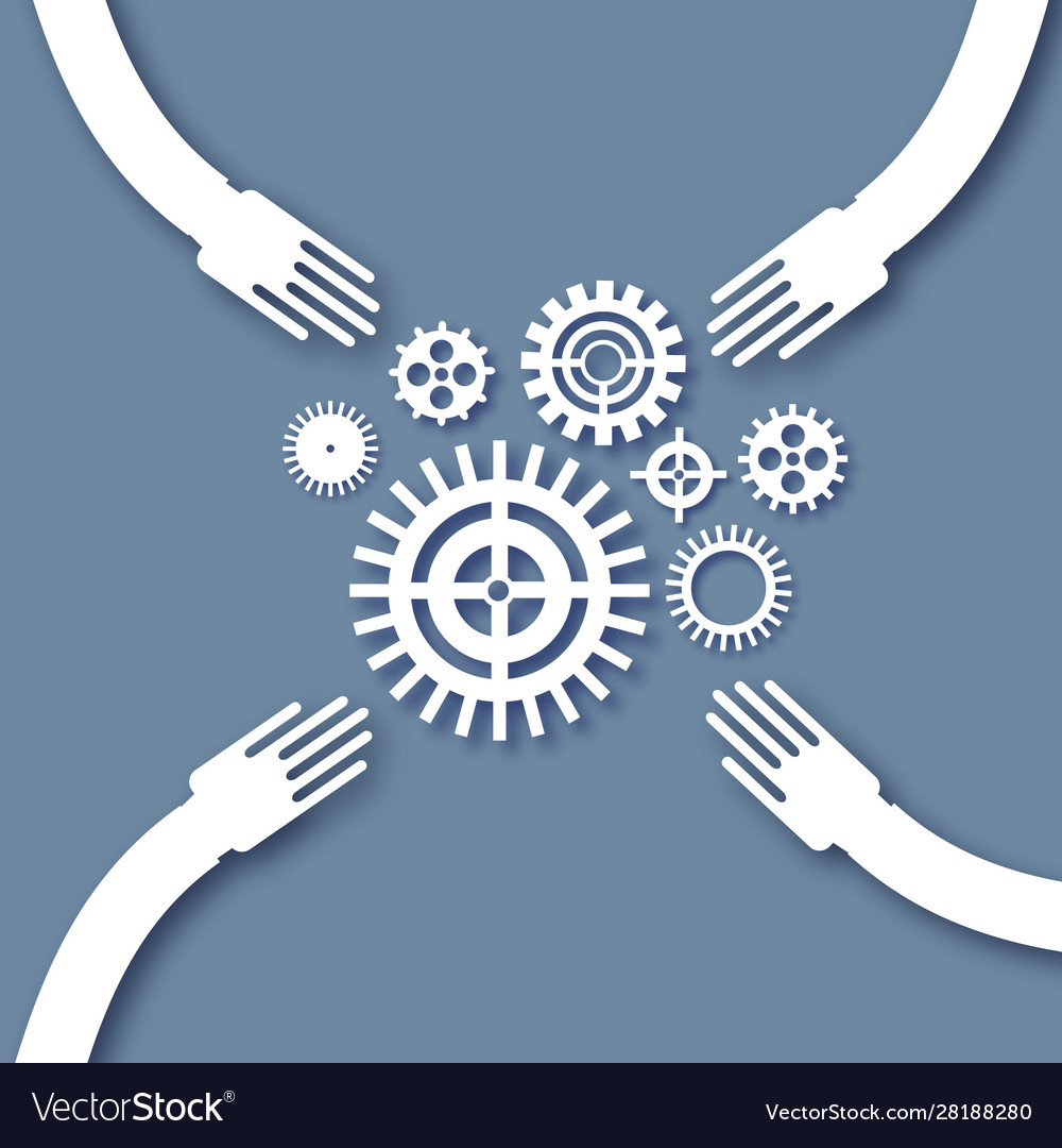 Teamwork design with gears and cogs working Vector Image Teamwork design with gears and cogs working