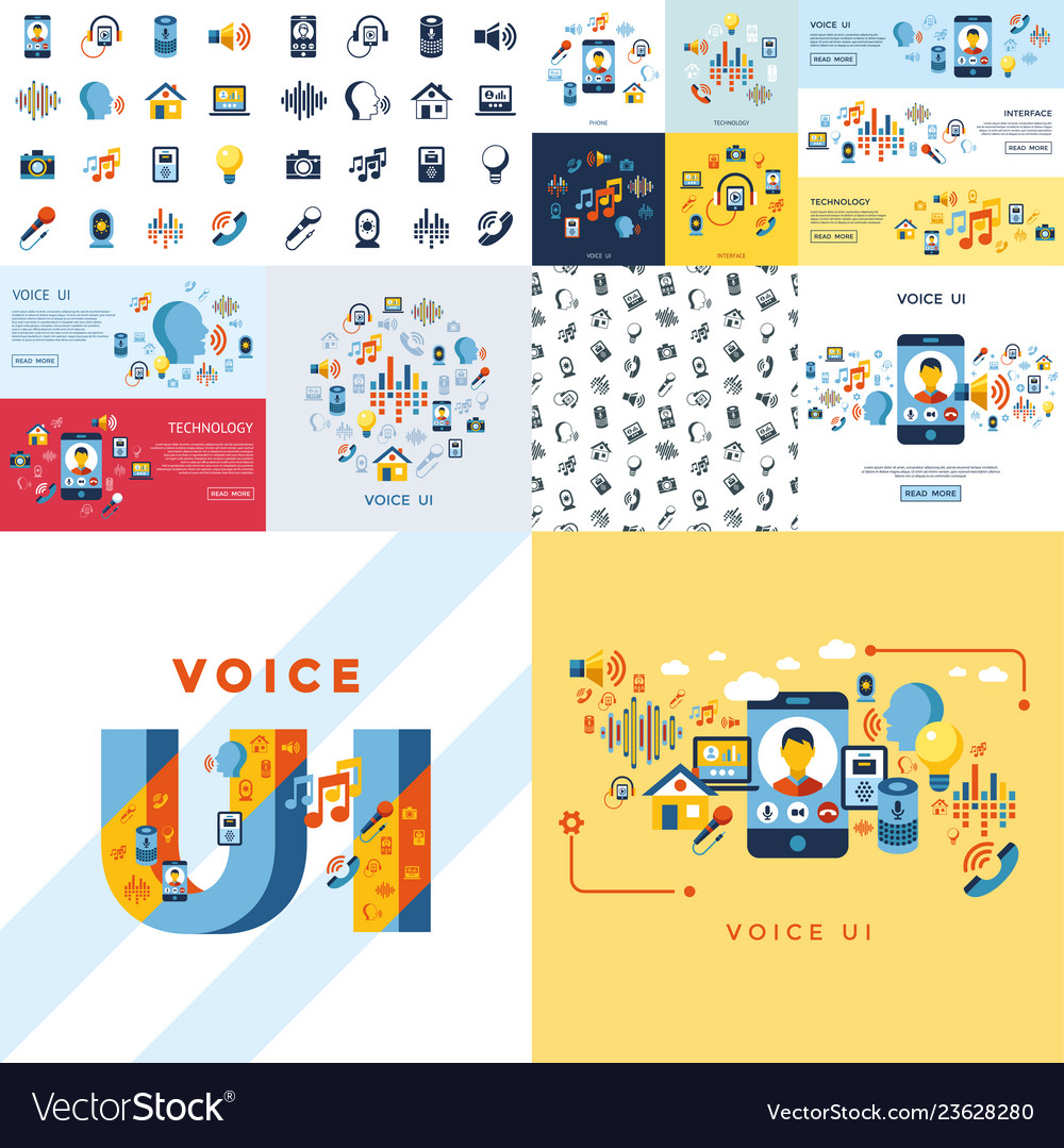 Voice user interface icon set vector image Voice user interface icon set
