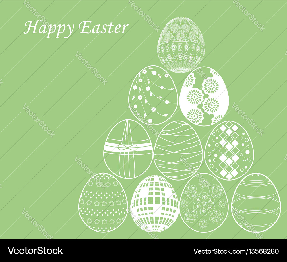 White easter egg on green background Royalty Free Vector