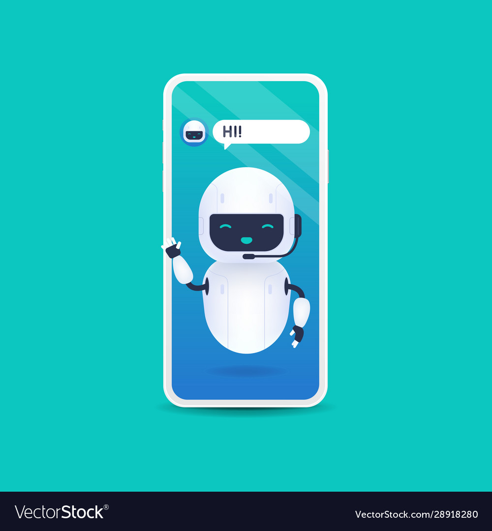 White friendly android robot say hi Royalty Free Vector