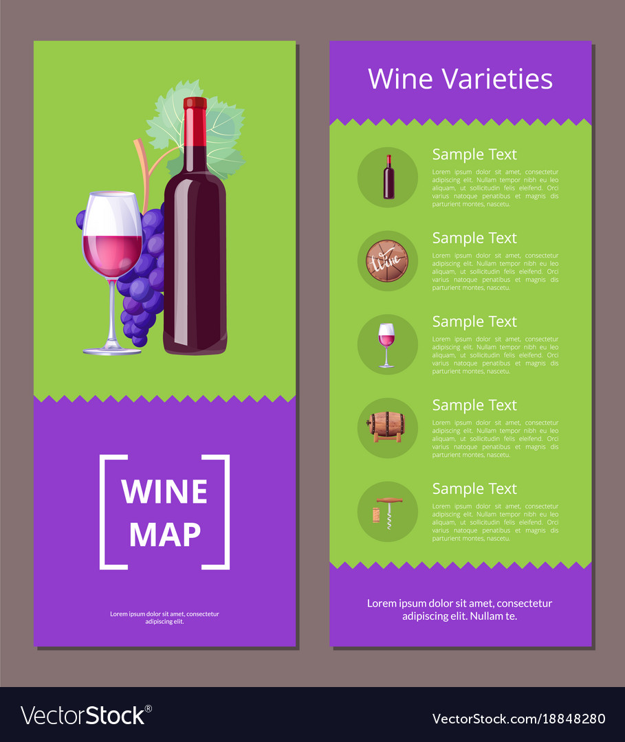 Wine varieties map icons set