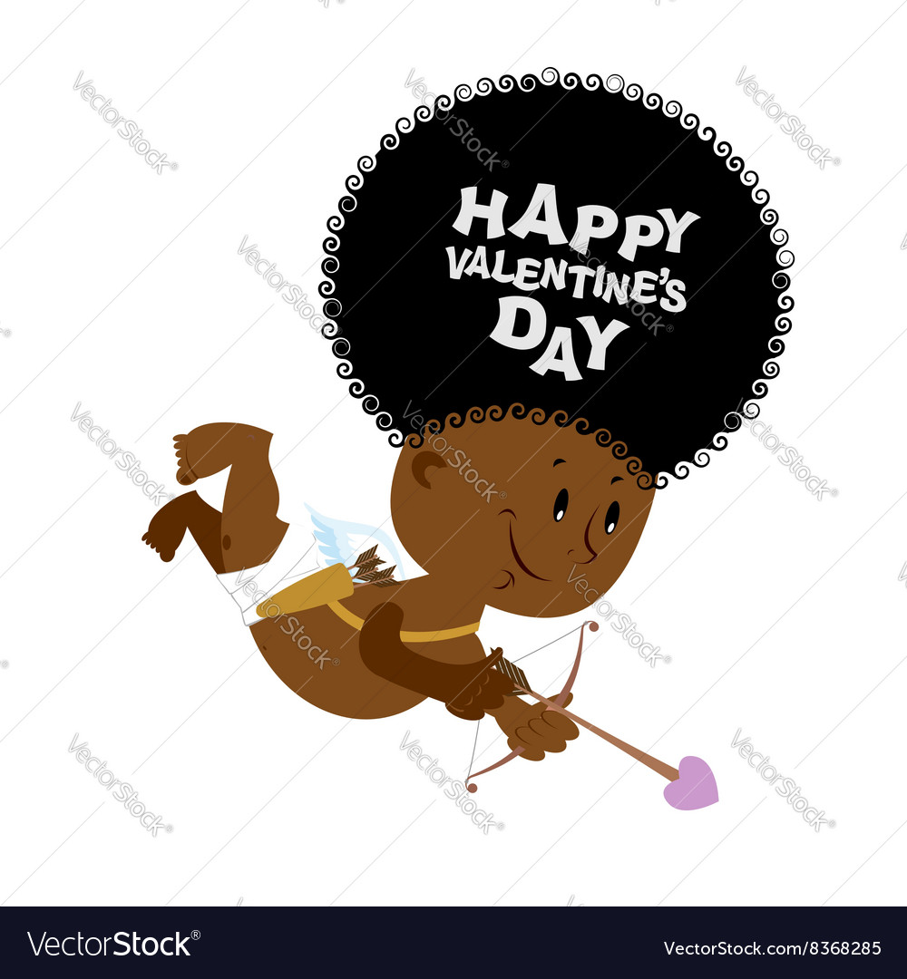 African american cupid little angel with an afro Vector Image