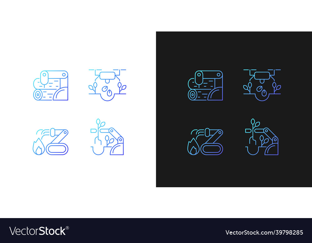 Automation for wellbeing gradient icons set vector image Automation for wellbeing gradient icons set