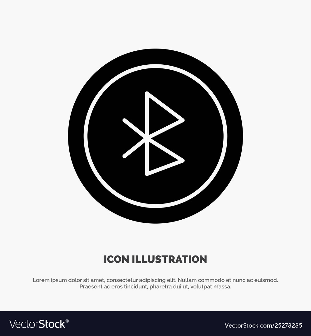 Bluetooth ui user interface solid glyph icon vector image Bluetooth ui user interface solid glyph icon