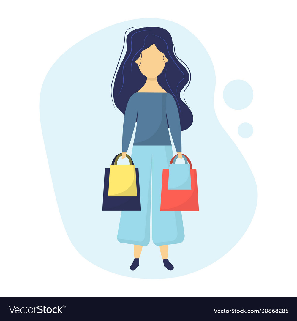 Buyergirl with shopping bags from storesale Vector Image