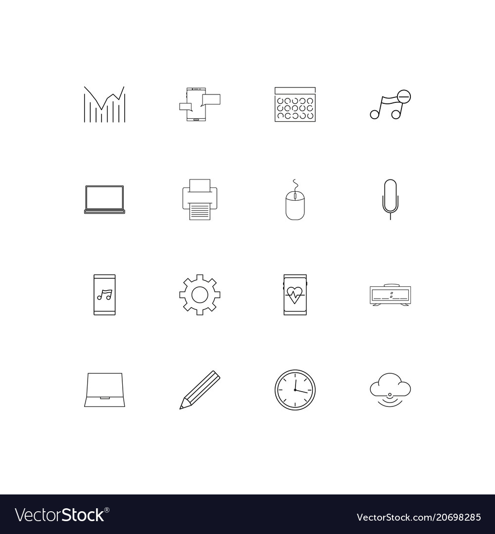 Devices simple linear icons set outlined