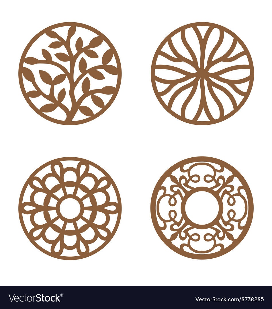 Download Flower design laser cut wood coaster Royalty Free Vector