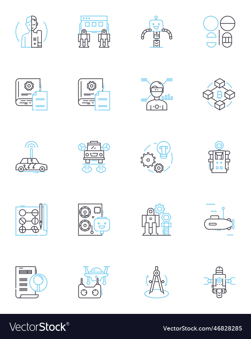 Geometric modeling linear icons set polygons vector image Geometric modeling linear icons set polygons