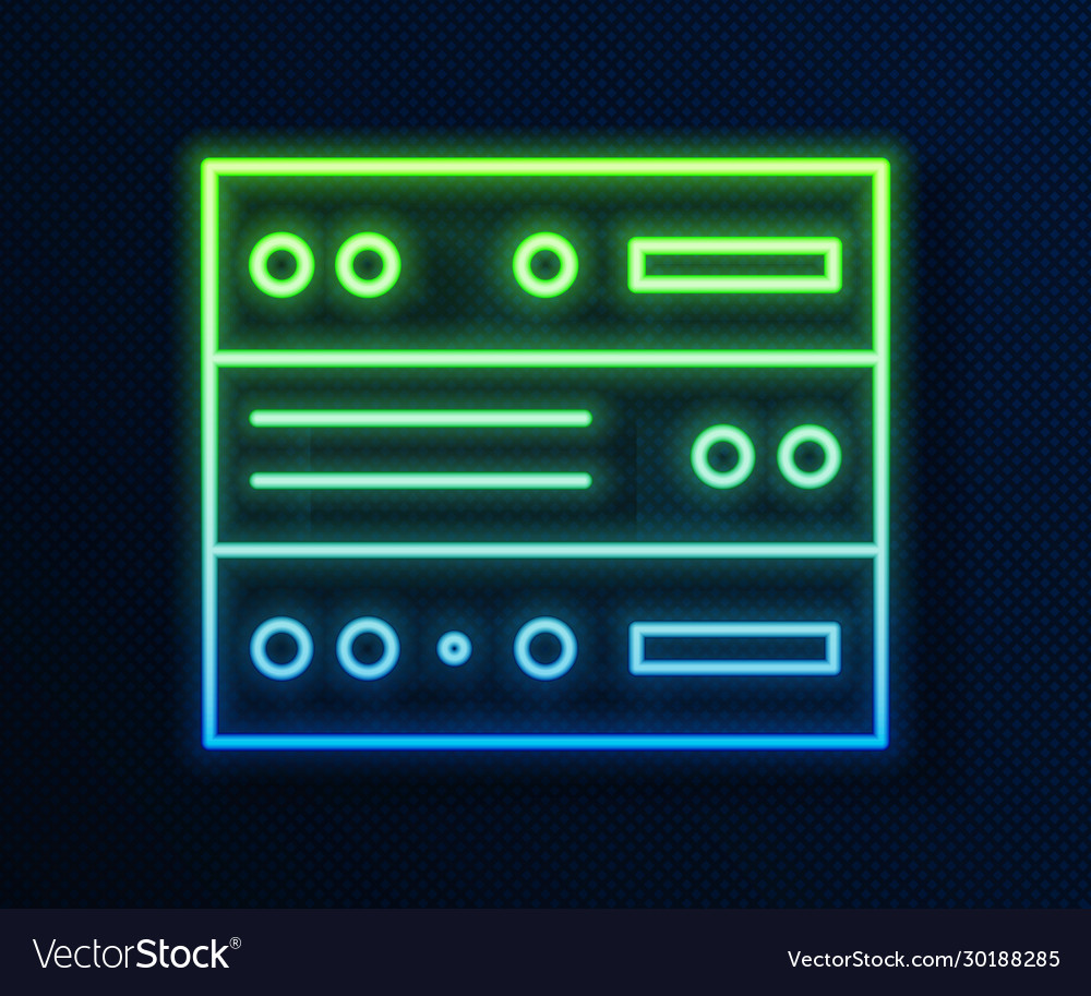 Glowing neon line server data web hosting icon vector image Glowing neon line server data web hosting icon