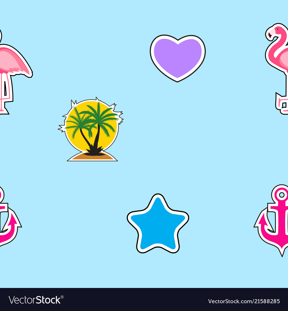 Seamless pattern with anchor heart flamingo