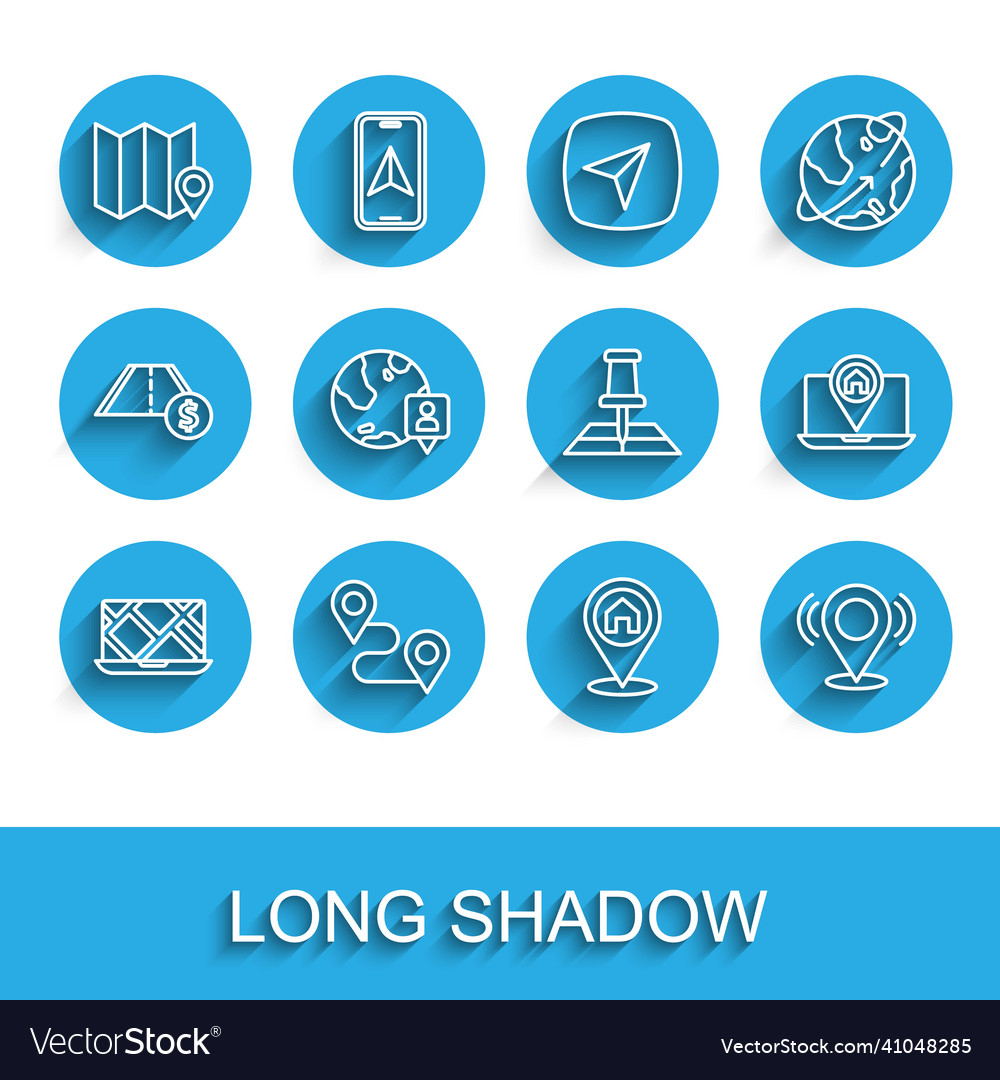 Set line city map navigation route location vector image Set line city map navigation route location