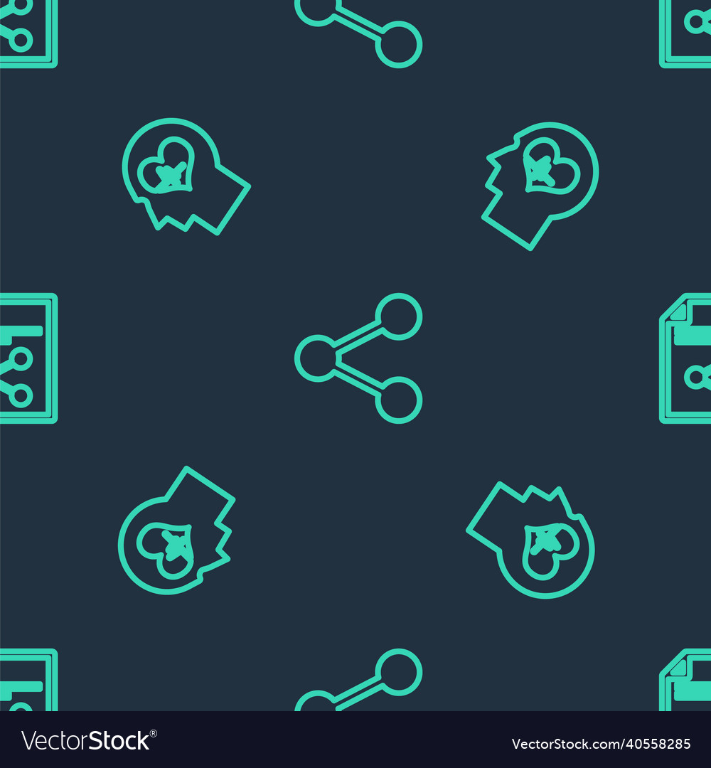 Set line share head with heartbeat and file vector image Set line share head with heartbeat and file