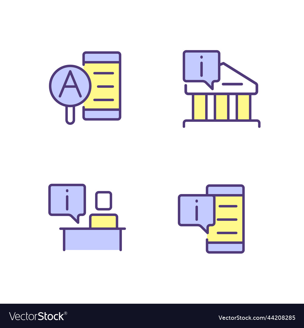 Types of informational support pixel perfect rgb Vector Image Types of informational support pixel perfect rgb