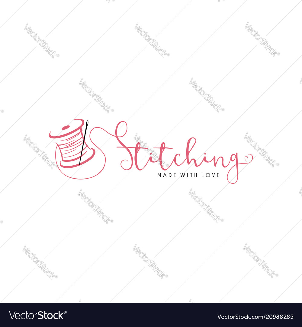 Vintage Sewing Logo - Floral & Stitching