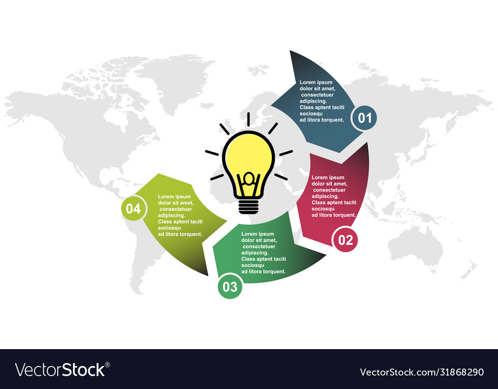 4 step element in four colors with labels vector image 4 step element in four colors with labels