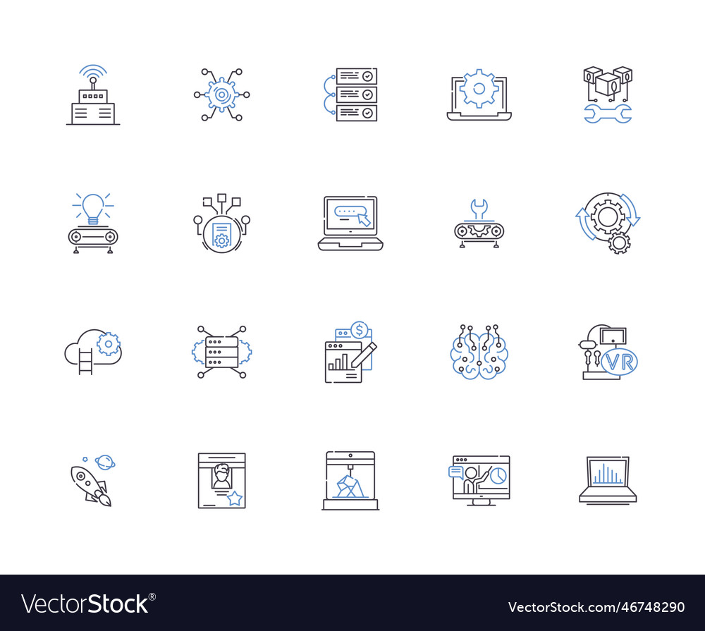 Automation outline icons collection robotic