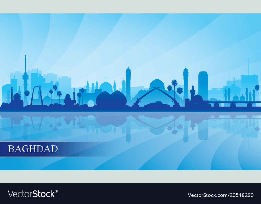 Baghdad City Skyline Silhouette Background Vector Image