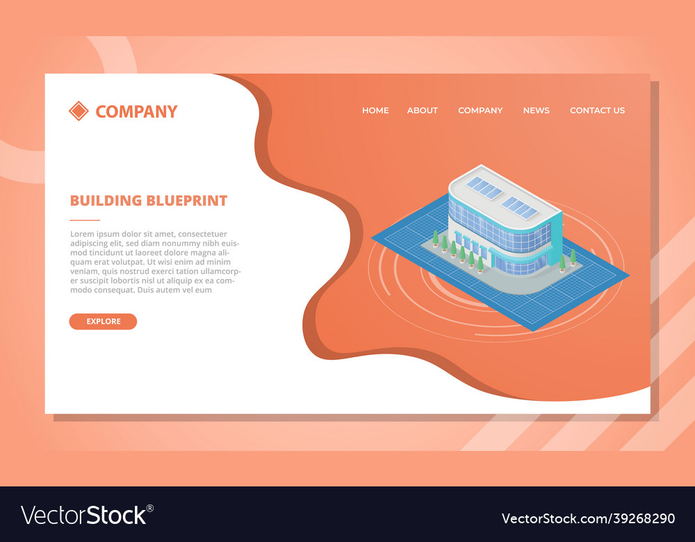 Building blueprint concept for website template Vector Image Building blueprint concept for website template