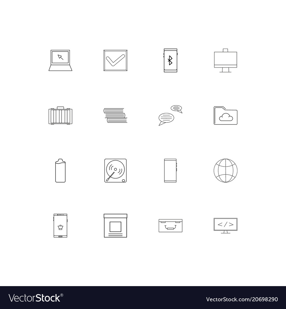 Devices simple linear icons set outlined