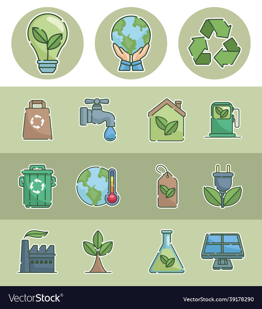 Ecology concept fifteen icons