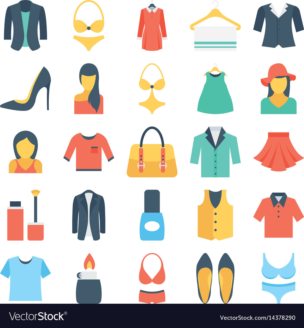 Fashion and clothes colored icons 2