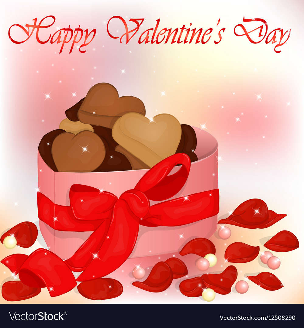 Happy valentine s day card with box of cookies