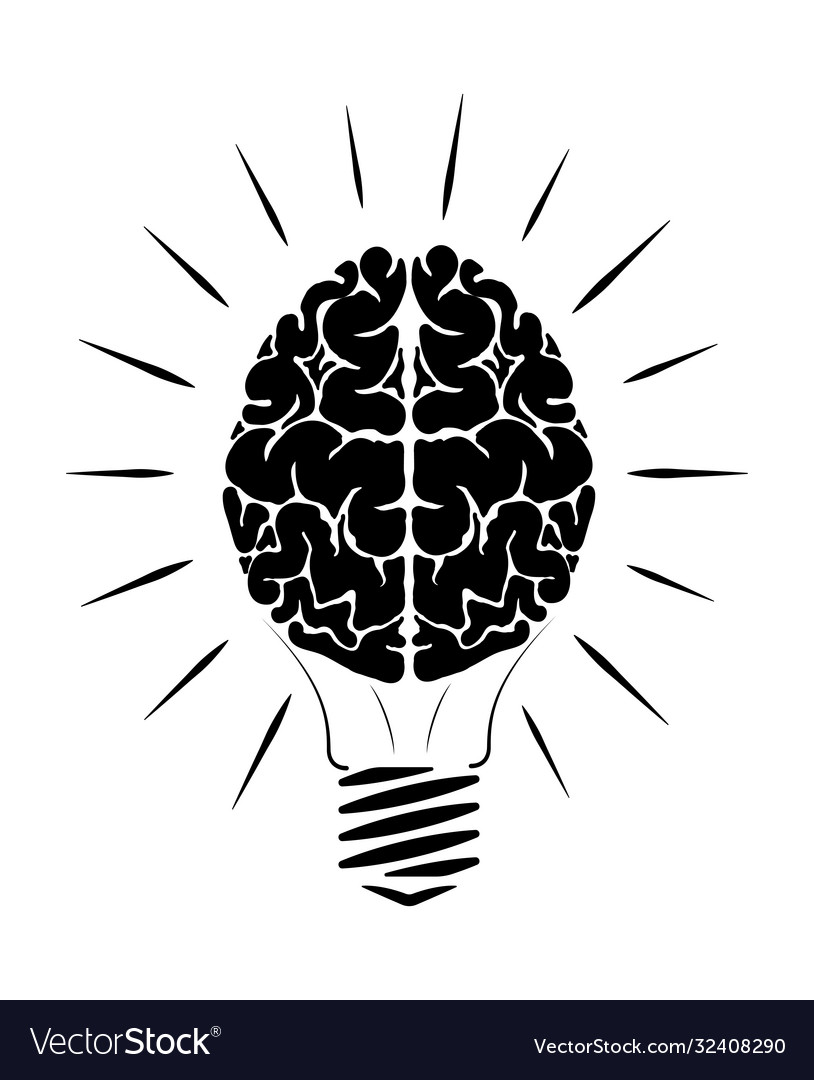 Incandescent lamp in form a person brain vector image Incandescent lamp in form a person brain