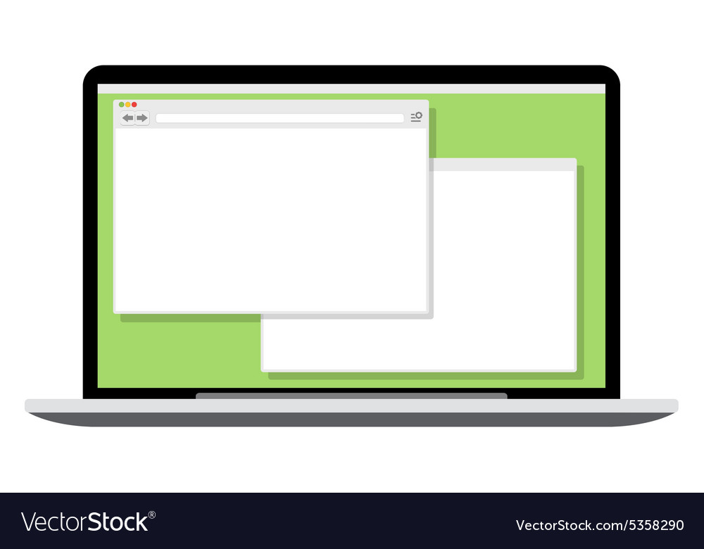 Laptop with two open blank windows