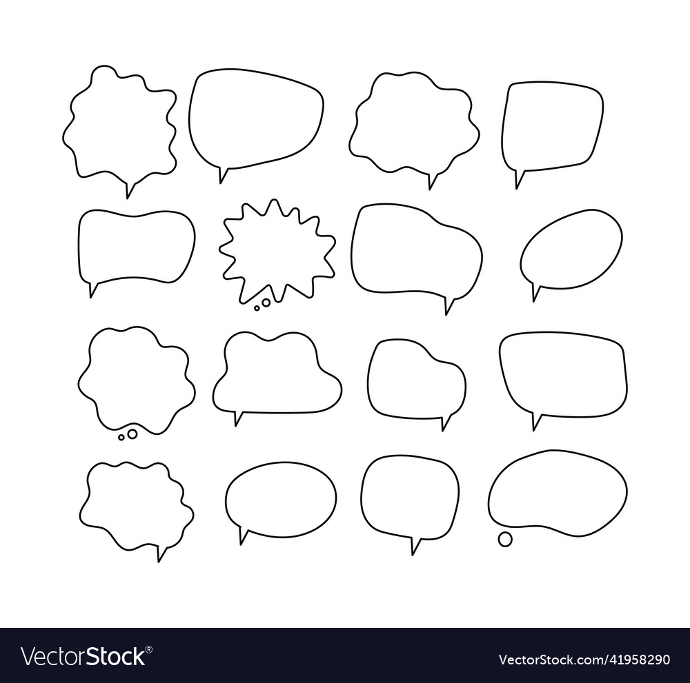 Linear speech bubbles scribe round shapes vector image Linear speech bubbles scribe round shapes