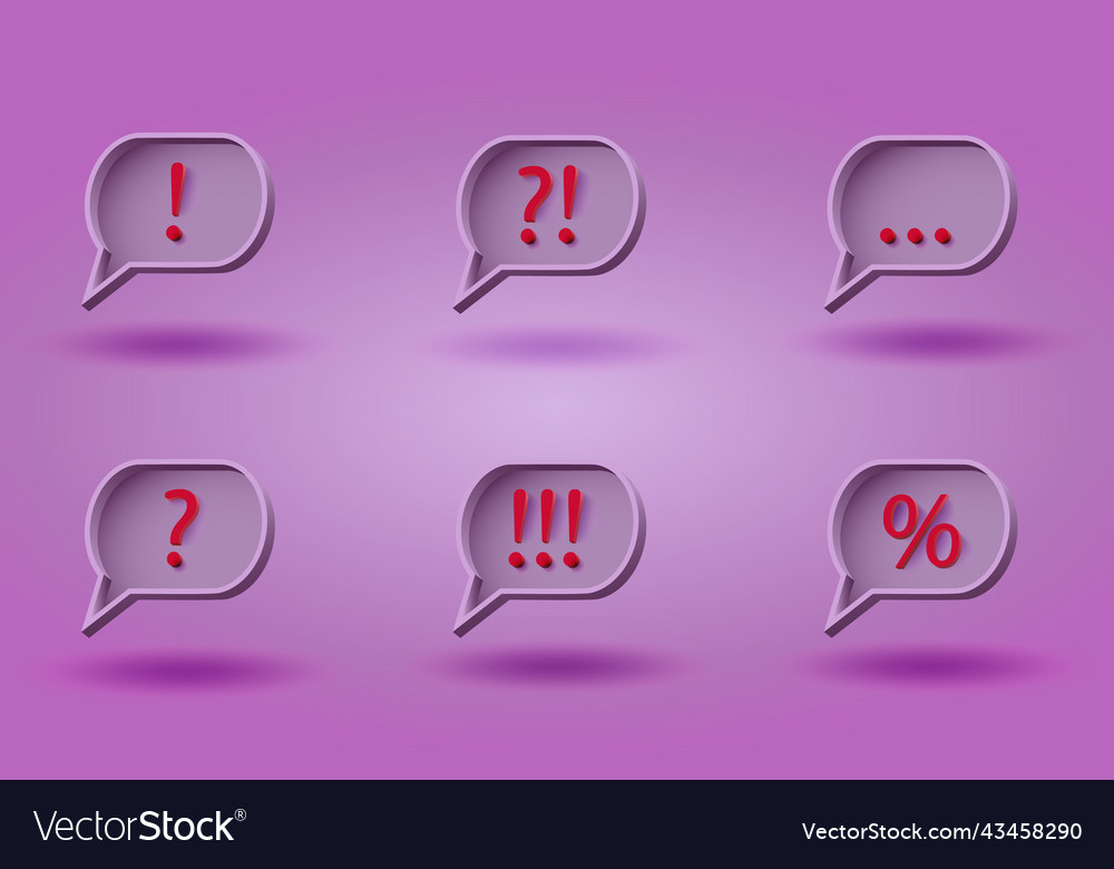 Set of 3d speech bubbles with punctuation marks vector image Set of 3d speech bubbles with punctuation marks