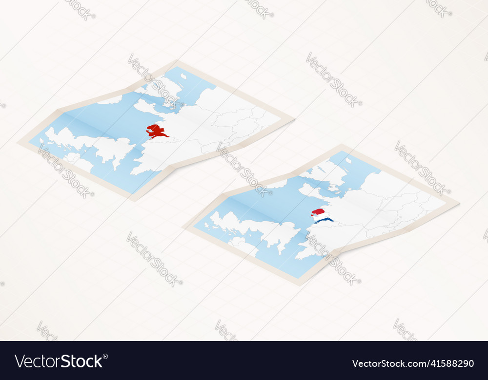 Two versions of a folded map of netherlands Vector Image