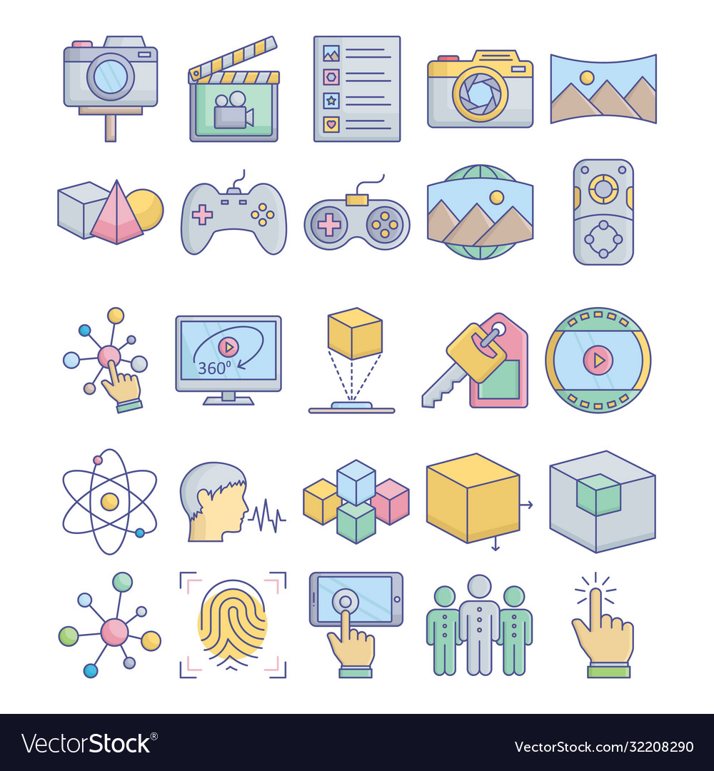 Virtual reality icons set every single ico