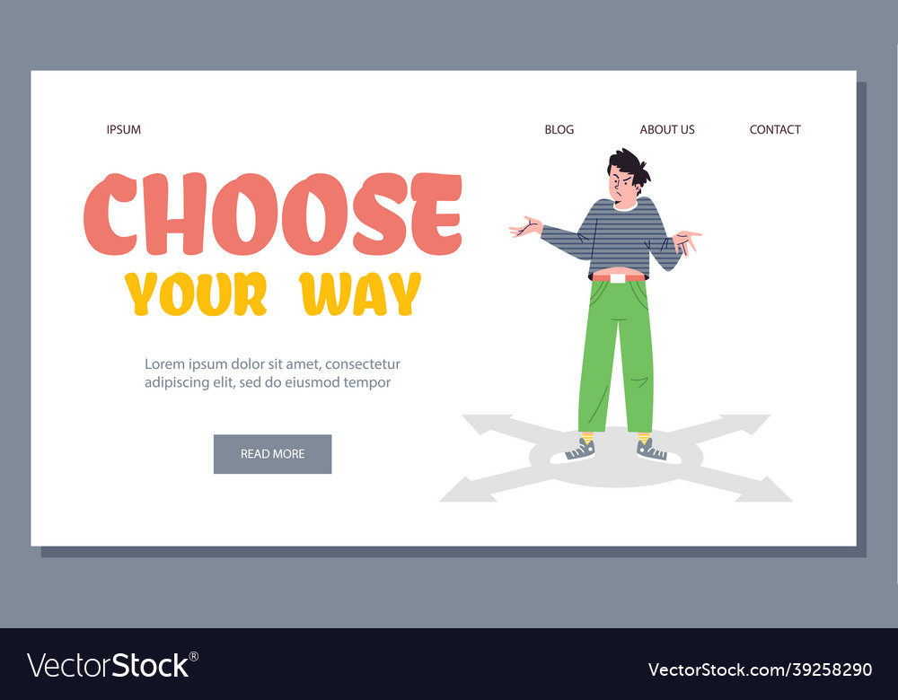 Web template with of confused guy Vector Image Web template with of confused guy