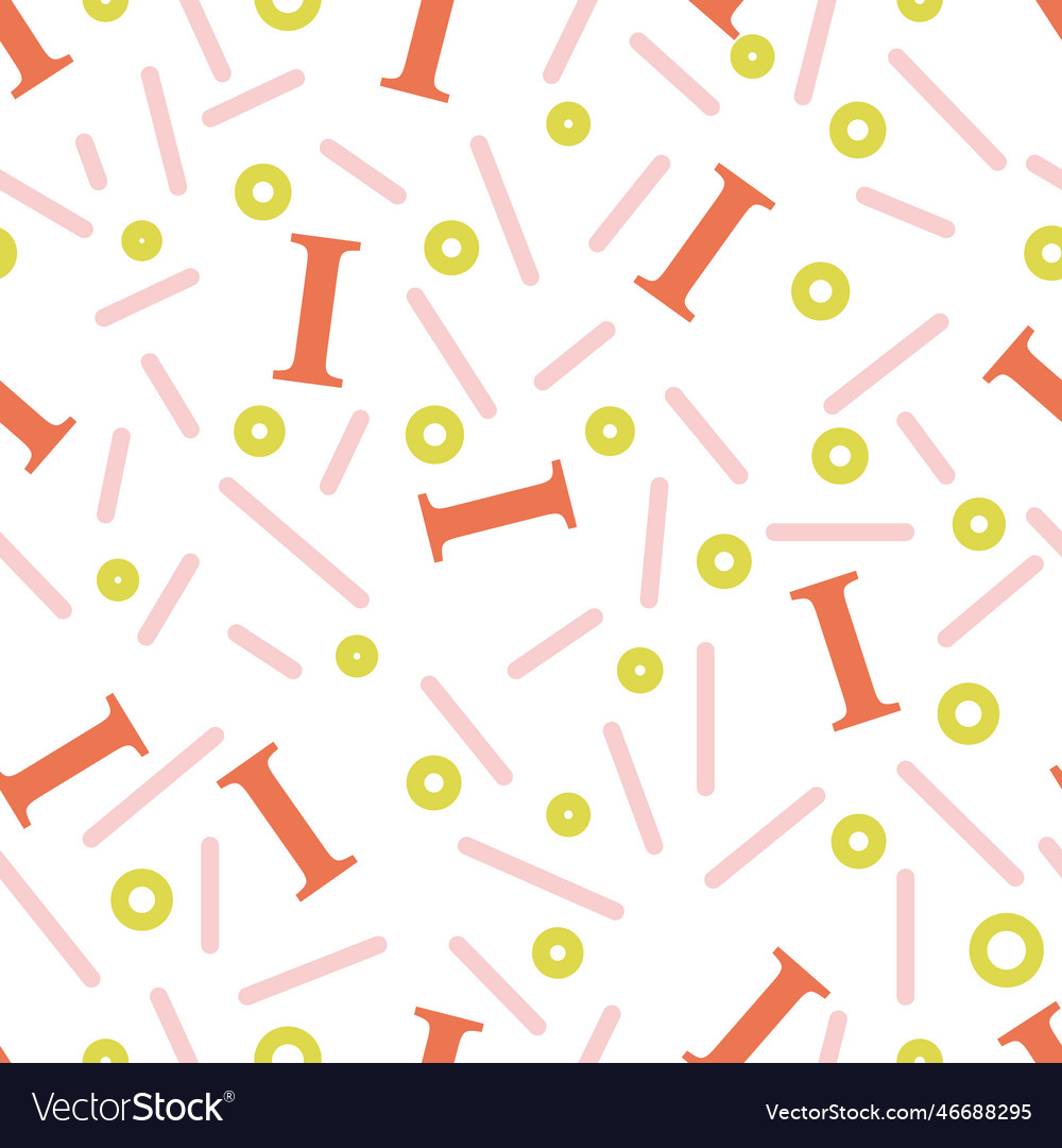 Alphabet i letter seamless pattern vector image Alphabet i letter seamless pattern