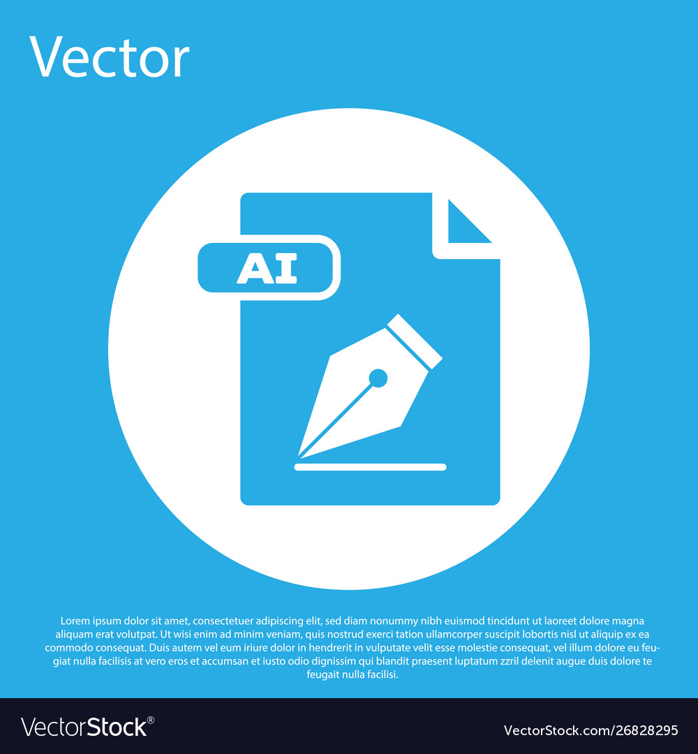 Blue ai file document download button icon vector image Blue ai file document download button icon