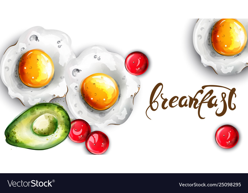 Breakfast eggs and avocado fresh menu card