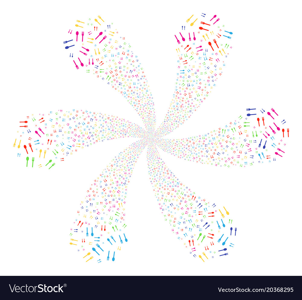 Fork and spoon rotation flower cluster