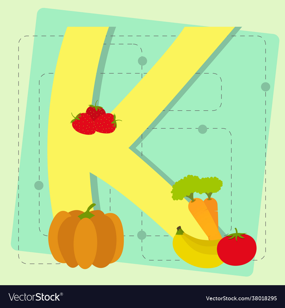 From stylized alphabet with fruits and vegetables