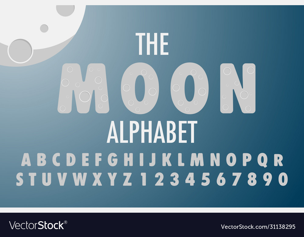 Full Moon Alphabet Creative Font Royalty Free Vector Image