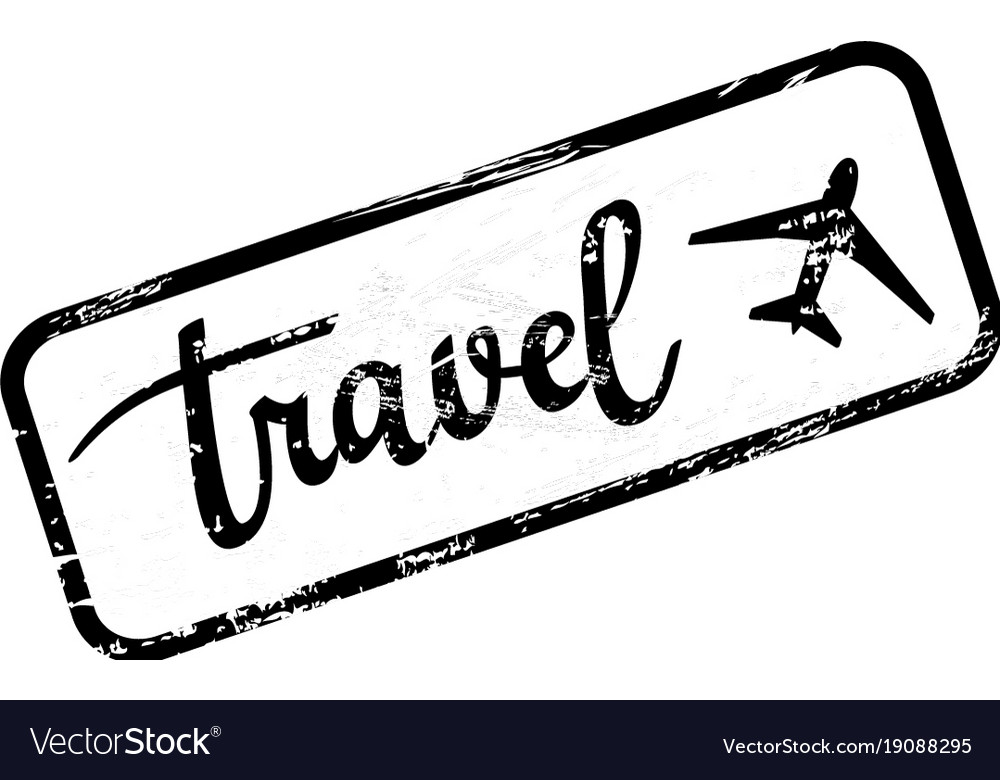 Grunge travel stamp calligraphy and plane Vector Image