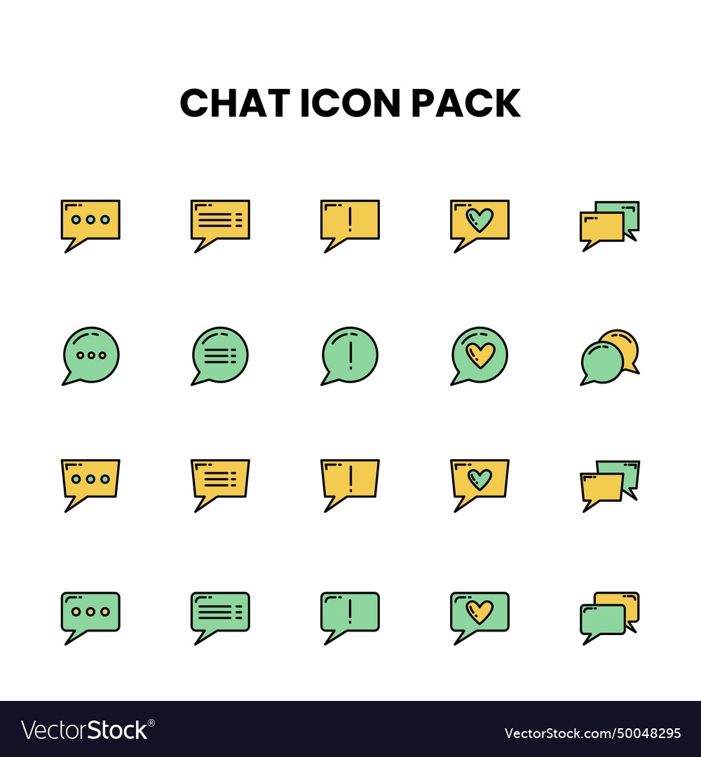 Message filled outline icon set