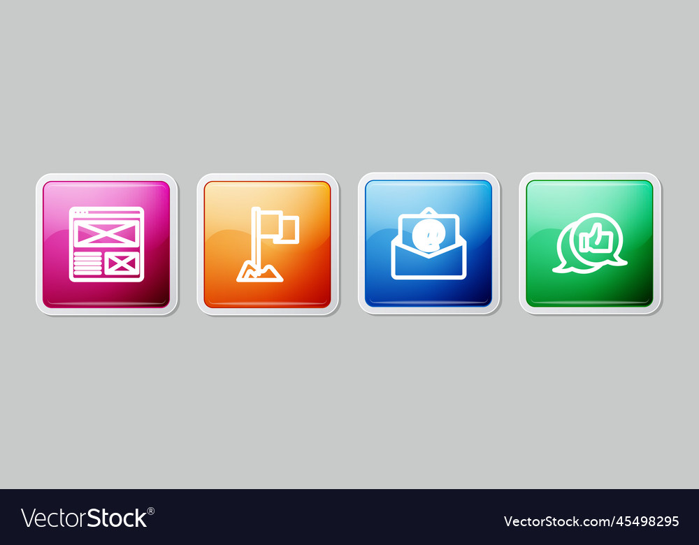Set line browser window location marker mail vector image Set line browser window location marker mail