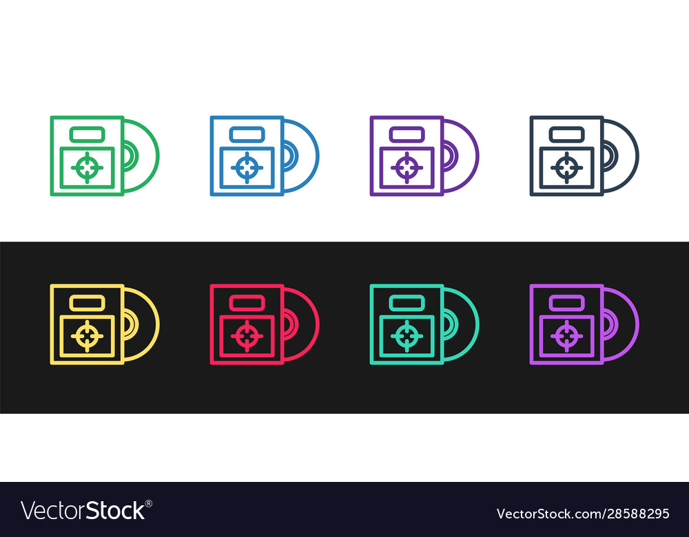 Set line cd or dvd disk in box icon isolated vector image Set line cd or dvd disk in box icon isolated