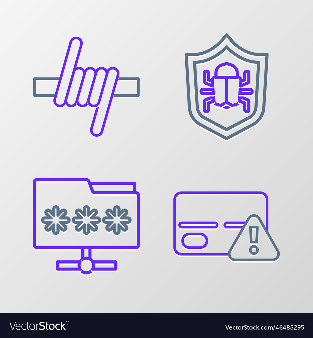 Set line credit card folder with password system vector image Set line credit card folder with password system