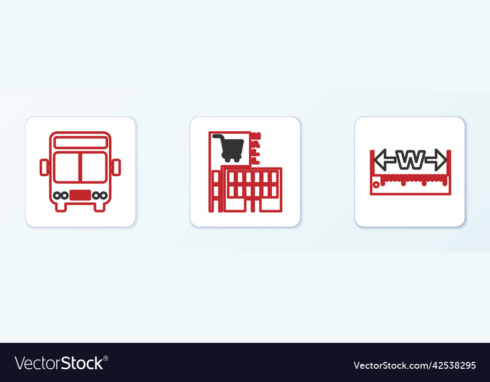 Set line measuring height and length bus mall vector image Set line measuring height and length bus mall