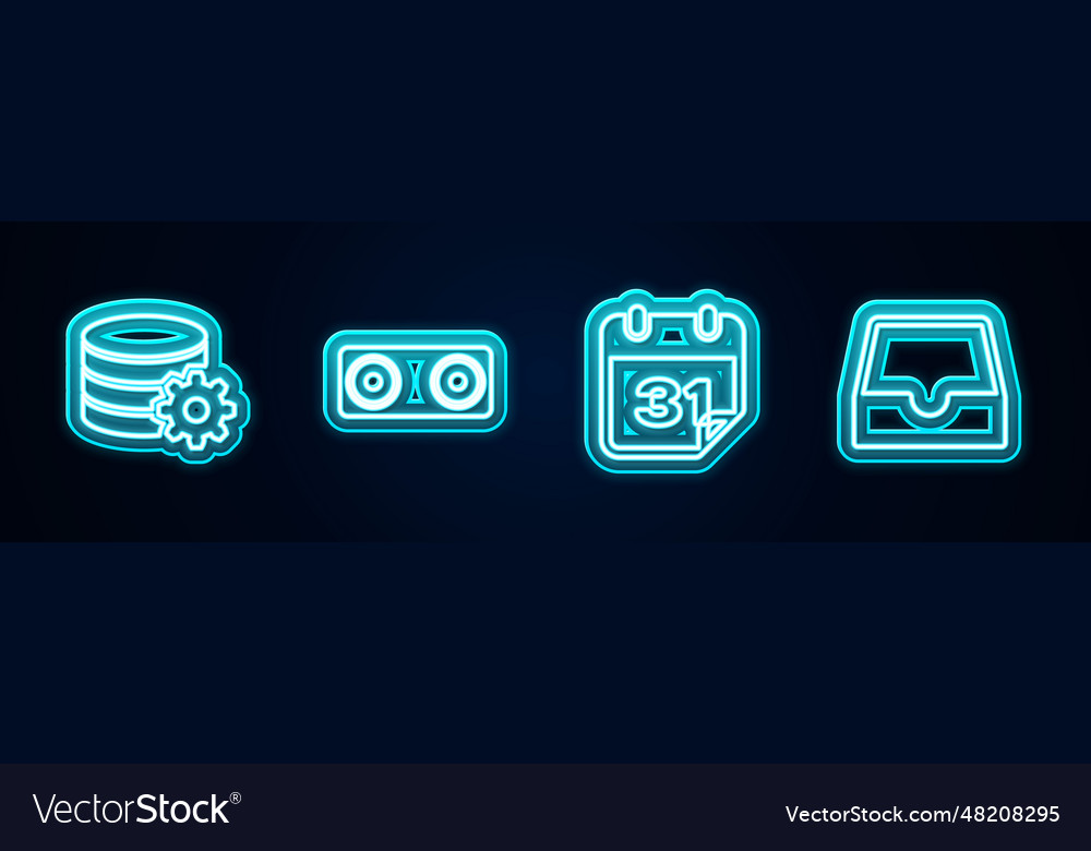 Set line setting database server stereo speaker Vector Image Set line setting database server stereo speaker